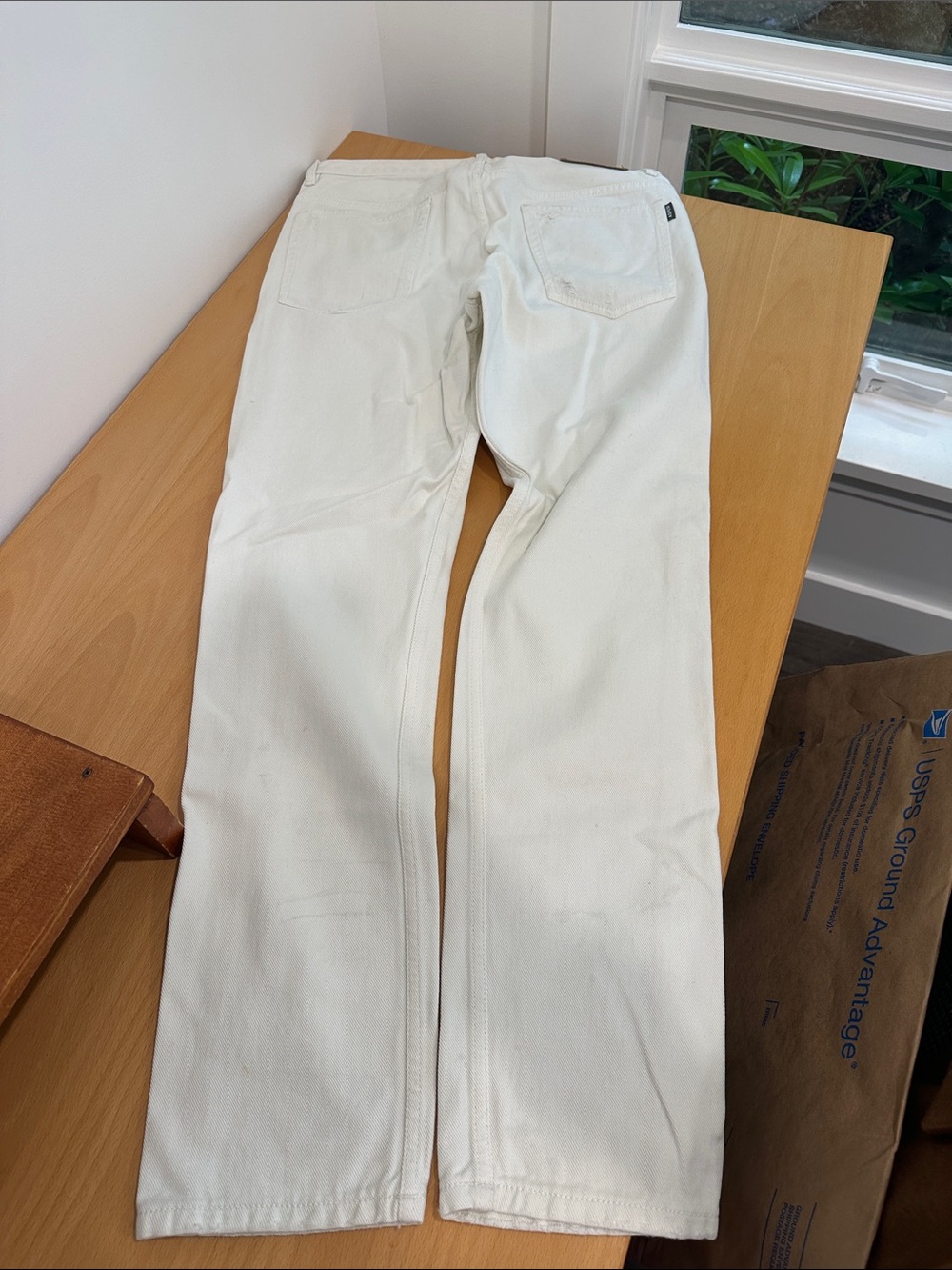 Aspesi Off-White Denim Trousers with Leather Logo Patch 32x30 - Picture 5 of 5